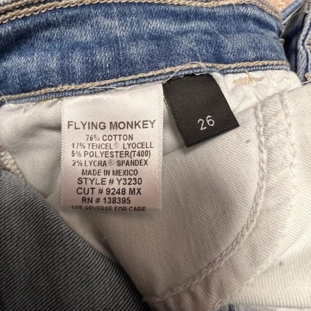 NWT!! Flying Monkey Y3230 Light Wash Super High Waisted Raw Hem Flare Denim Jean - Picture 10 of 13